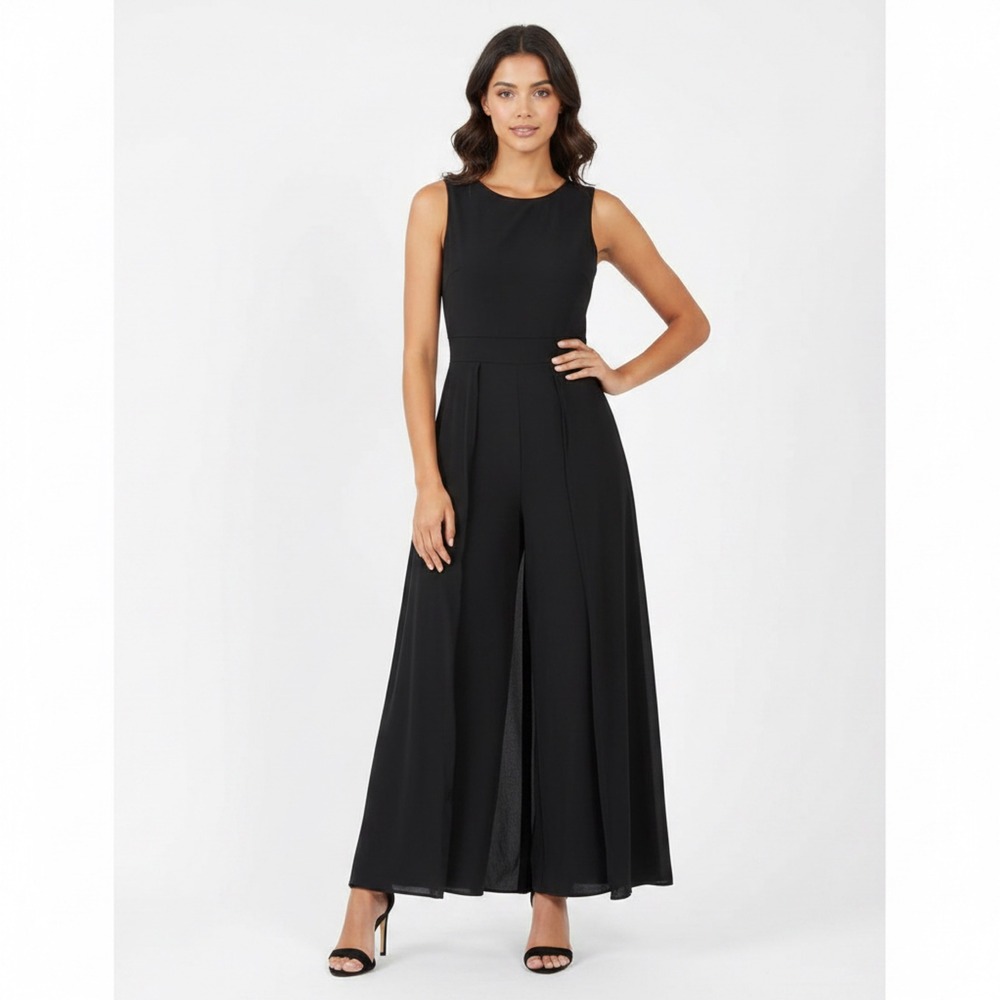 NWT Whimsigoth Black Sleeveless Jumpsuit with Attached Maxi Skirt Evening Formal